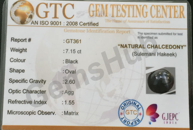 Natural Certified Sulemani Black Hakik Stone, 7.15